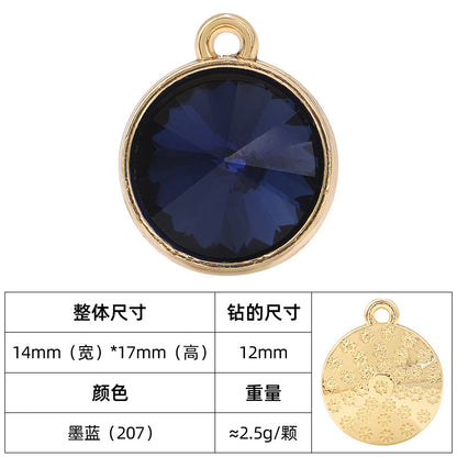 12mm satellite single hanging glass diamond single-hole alloy pendant inlaid with round crystal diamond earrings jewelry DIY accessories