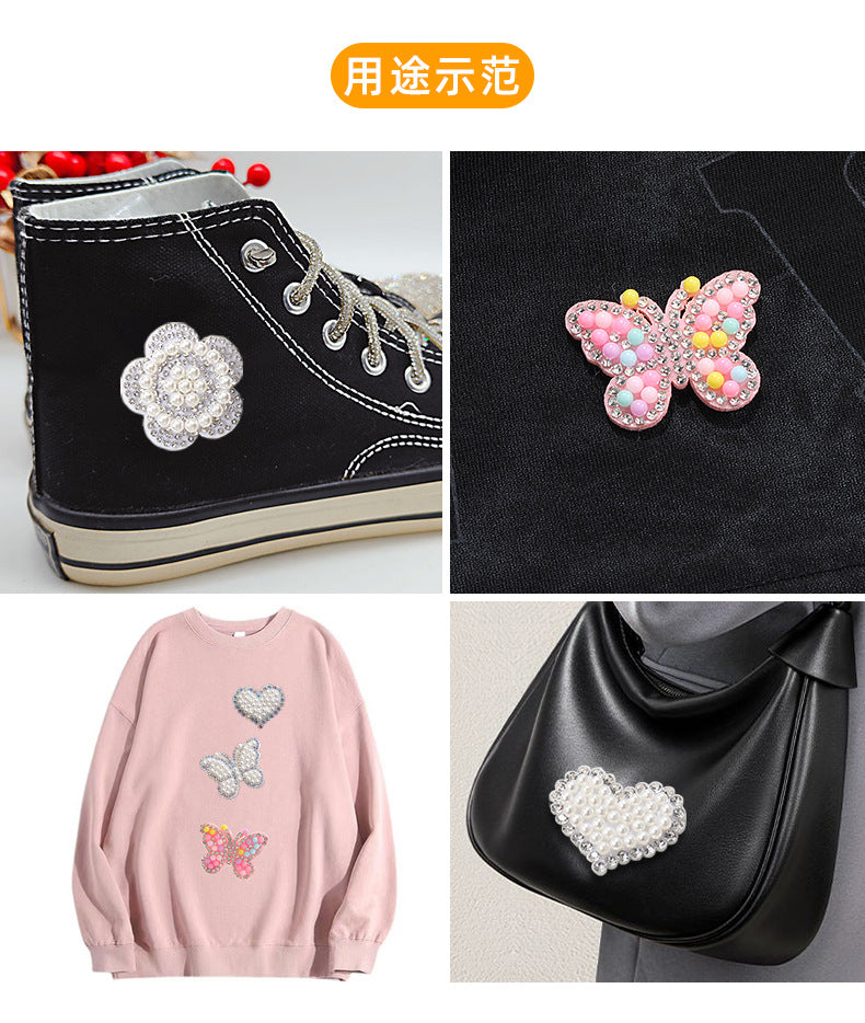 Rabbit Rhinestone Pearl Patch - Hot Diamond Sticker Clothes Shoes Flower Hair Accessories