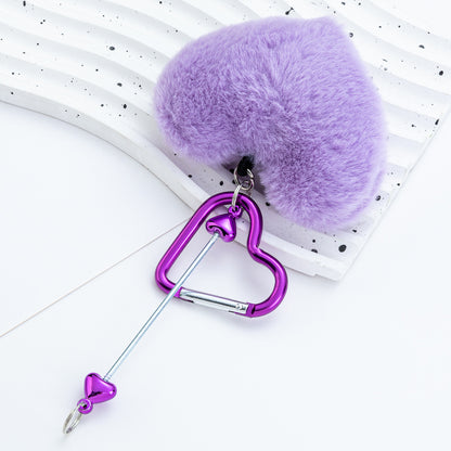 DIY Beaded Love Carabiner - Plush Pendant Love Lock Buckle Hairball Carabiner Wholesale