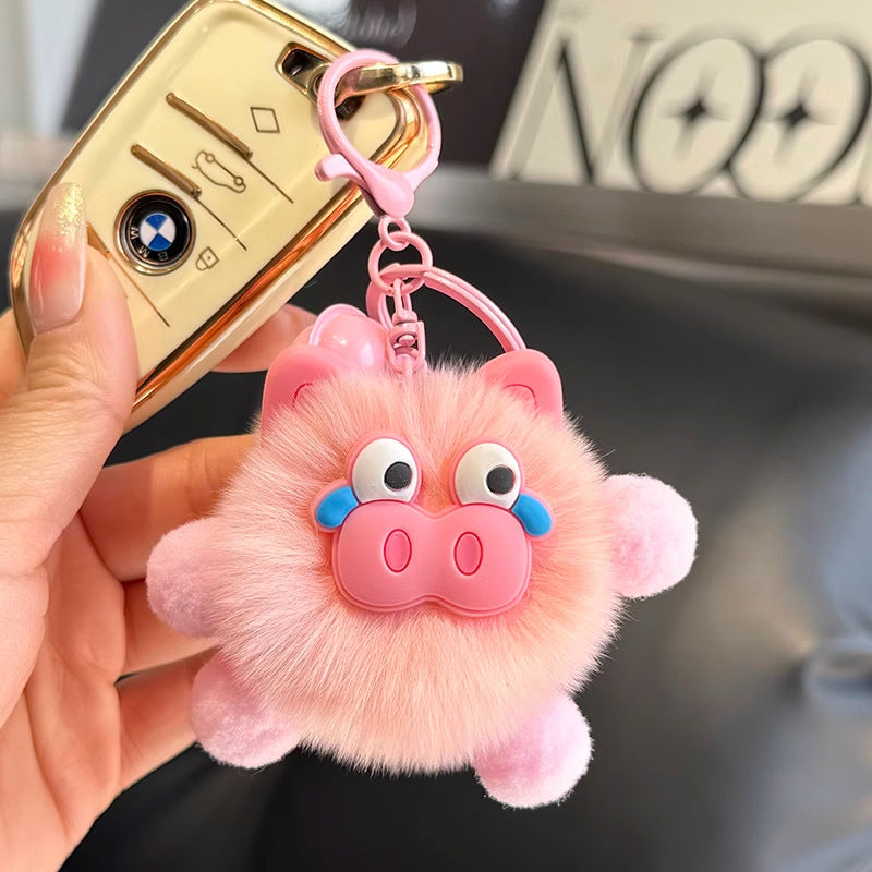Cute imitation otter rabbit long legs small briquette car keychain pendant plush bag pendant gift doll doll
