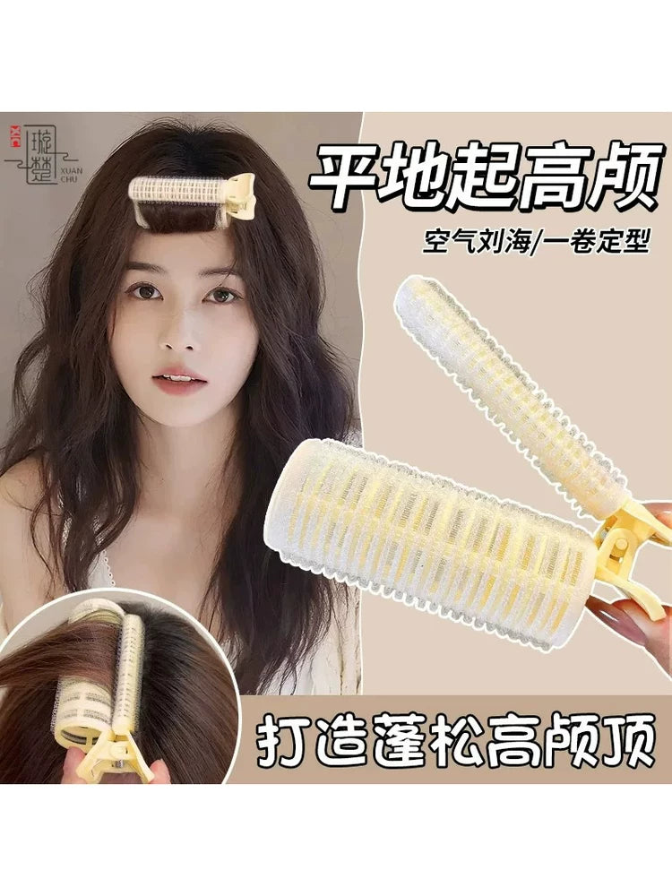 Lazy air bangs, curling tubes, female high skull top styling artifacts, forehead hair roots, fluffy clips, curling pins, headdresses