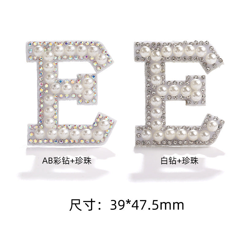 English Letter Hot Patch Stickers - 26 Letters White Imitation Pearl DIY Clothing Accessories
