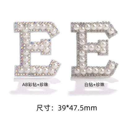English Letter Hot Patch Stickers - 26 Letters White Imitation Pearl DIY Clothing Accessories