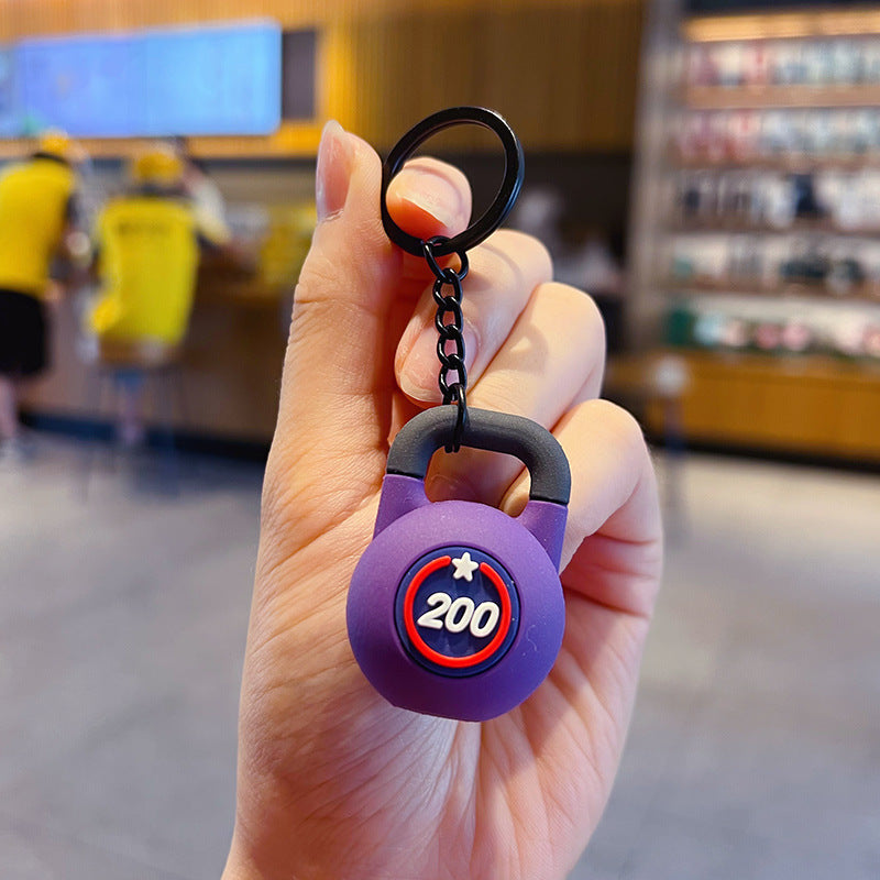 Creative DIY Sports Style Fitness Barbell Keychain Pendant Female Couple Miu Series Bag Pendant Keychain Accessories
