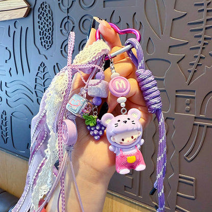 creative DIY zodiac doll head cover beaded keychain pendant couple miu series bag keychain pendant