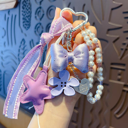 Handmade DIY beaded mobile phone chain keychain pendant creative miu series bag charm accessories car key chain