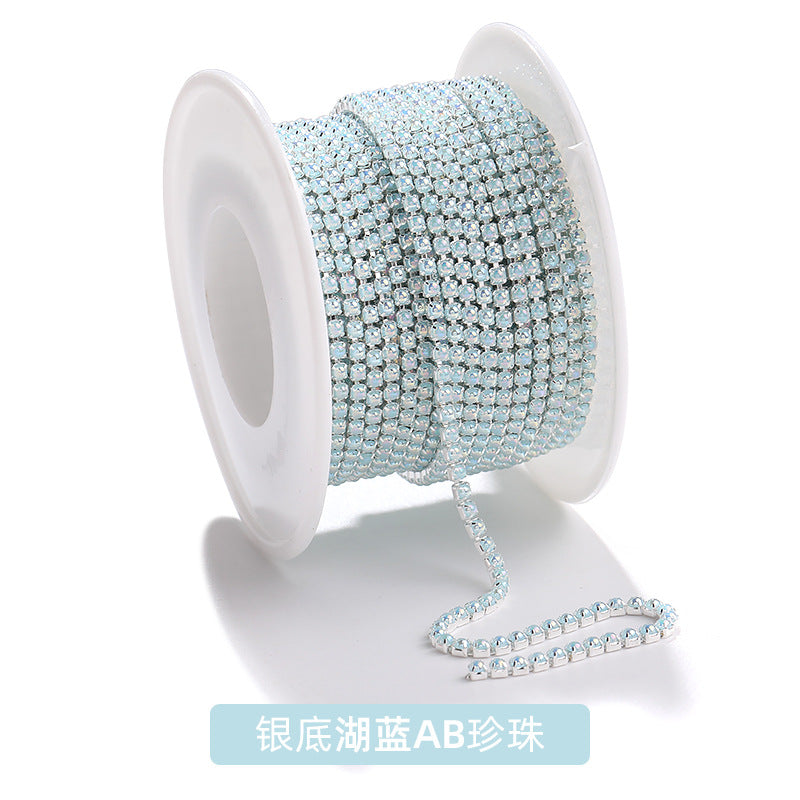 Factory supply pearl claw chain AB color chain 2mm dense claw chain DIY phone case diamond chain handmade material accessories