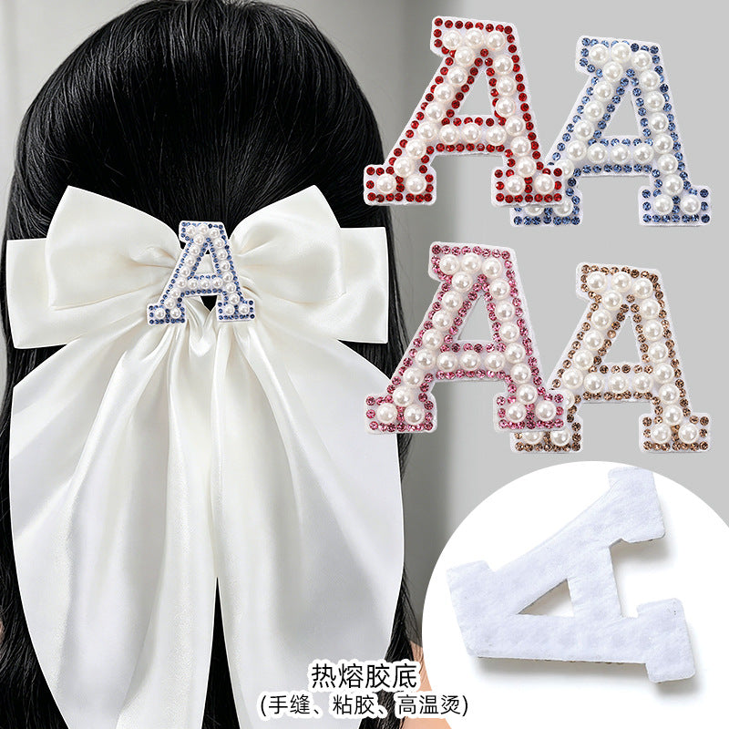 Blue diamond seamless adhesive 26 English letters for clothing and makeup bag decoration, non-woven fabric patch, adhesive backing