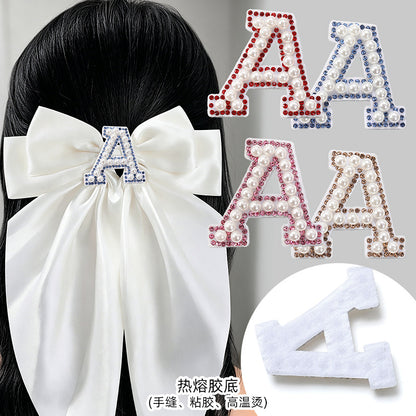 Blue diamond seamless adhesive 26 English letters for clothing and makeup bag decoration, non-woven fabric patch, adhesive backing