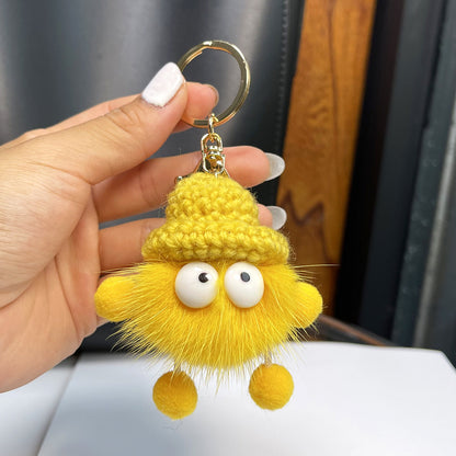 Imitation mink fur small briquette plush pendant, car keychain pendant, trinket, plush bag pendant, school bag pendant