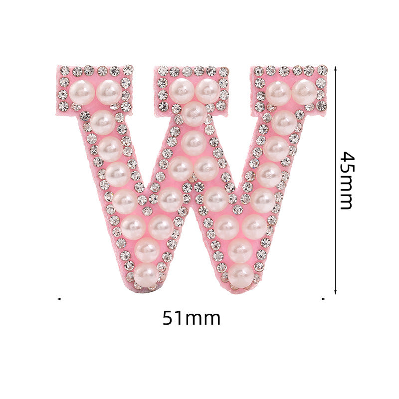Hot Heat Patch Stickers with 26 English Letters DIY Accessories Clothing Accessories White Diamond Pink Nonwoven Fabric Stickers