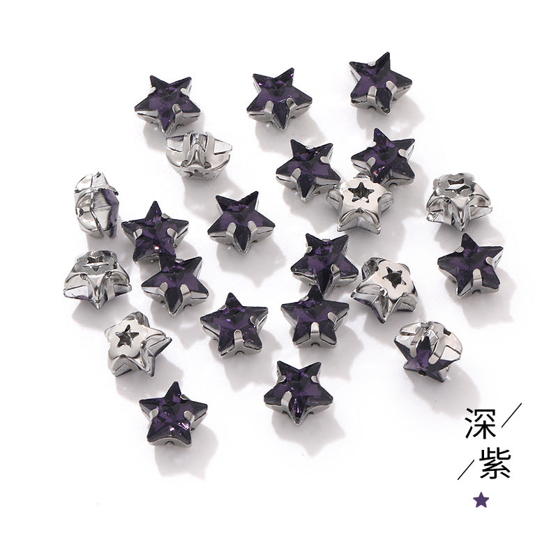 Best-selling 10mm five-pointed star stainless steel claw drill, ultra-glitter five-pointed star nail art clothing DIY accessory glass diamond