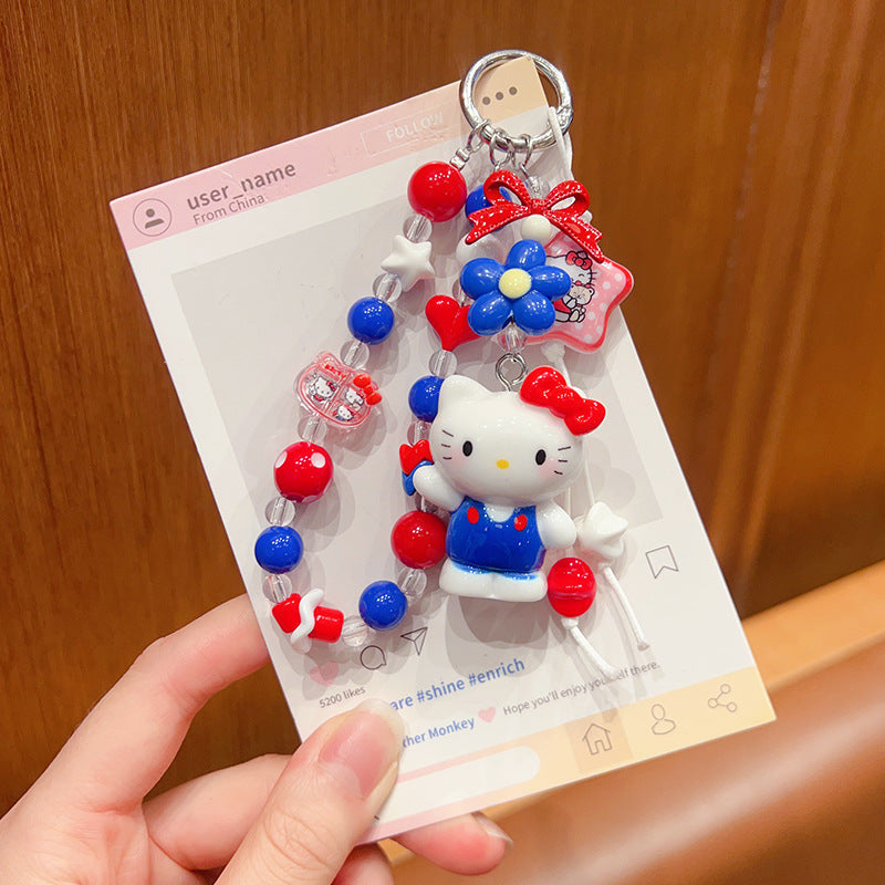 DIY small violin slippery star man beaded keychain small pendant cute bag cute grain modified baby doll doll pendant