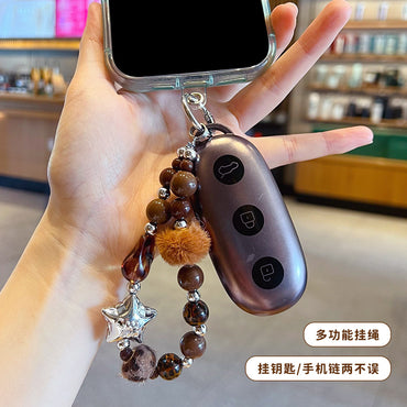 Creative Handmade DIY Fall and Winter Maillard Mobile Phone Chain Pendant Beaded Car Bag Keychain Charm Accessories