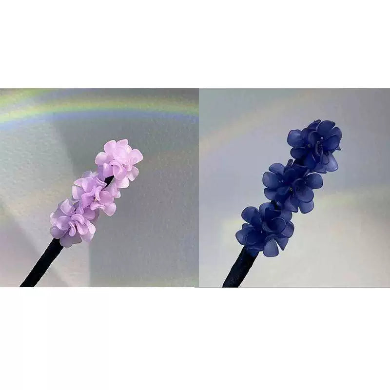 Floral hair wand bun updo tool, lazy minimalist flower bud headpiece, acrylic upgraded hydrangea hair accessory