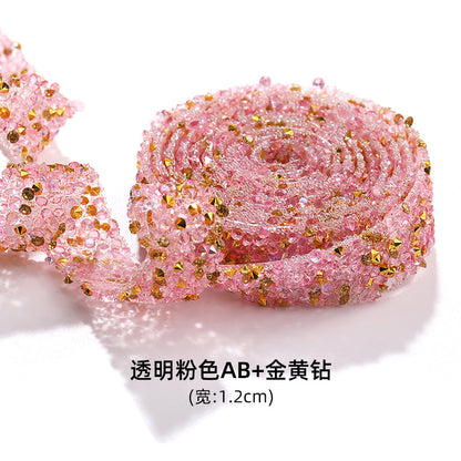 New colorful diamond strip, 1.2cm peel-off, instant adhesive gold resin diamond double-sided tape DIY shoe, bag, headband, accessories