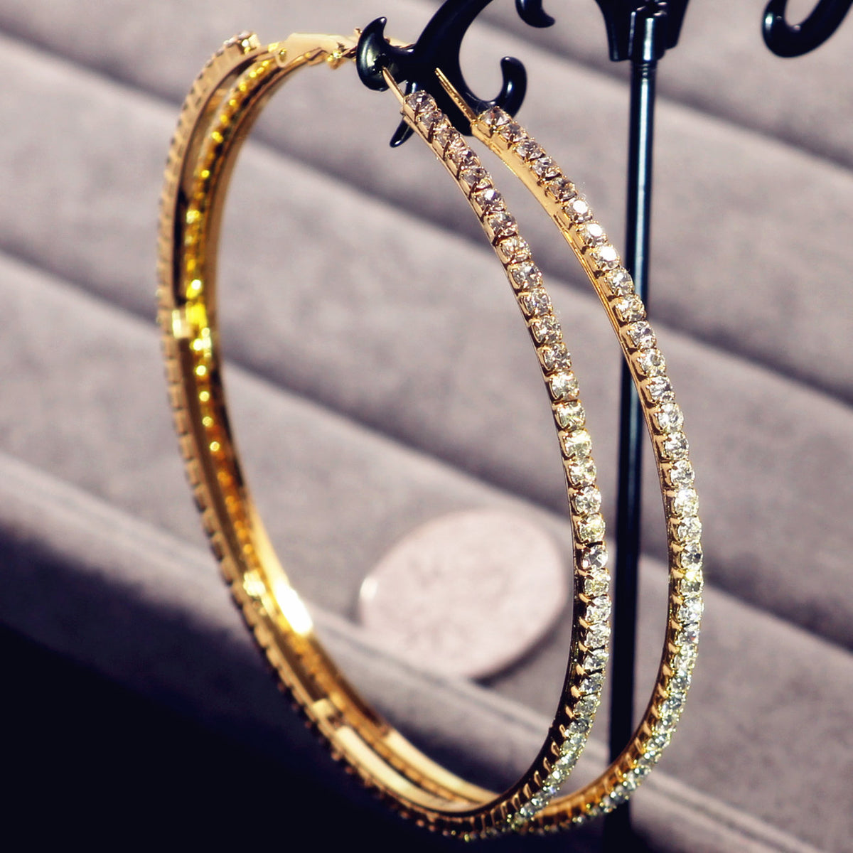 2-4-6-8-10cm oversized earrings exaggerated earrings european and american round rhinestone geometric hoop earrings for women cross-border
