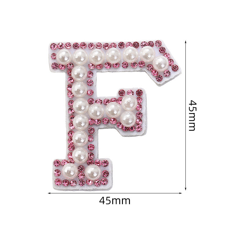 Pink rhinestone pearl letter stickers for clothing DIY, luggage accessories, decorative fabric stickers, 26 English letters hat stickers