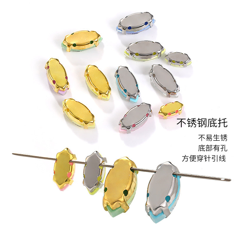 Xichuan horse's eye protein mocha claw drill with holes hand-sewn glass rhinestone DIY macaron clothing hat decoration