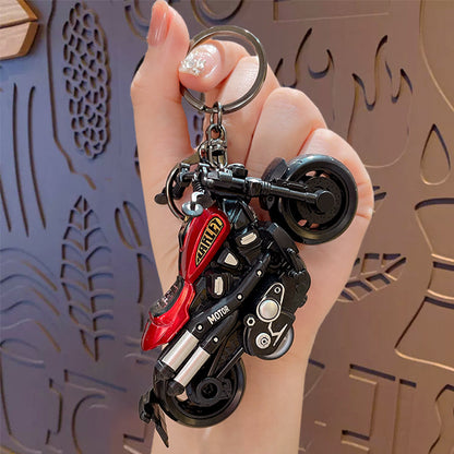 Creative Cartoon Alloy Harley Pull-Back Car Keychain - School Bag Car Pendant Toy Model Gift