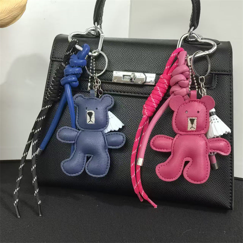 Dumb bear braided lanyard car keychain pendant cartoon cute bag charm mobile phone lanyard cute pendant