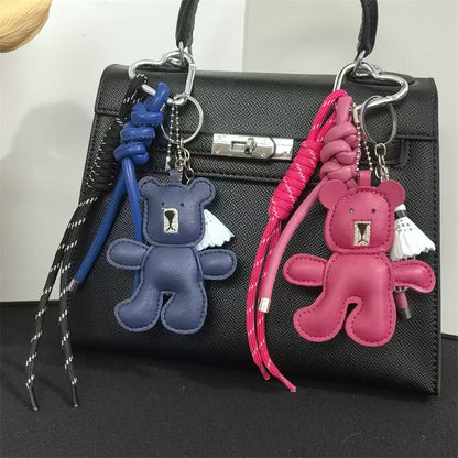 Dumb bear braided lanyard car keychain pendant cartoon cute bag charm mobile phone lanyard cute pendant