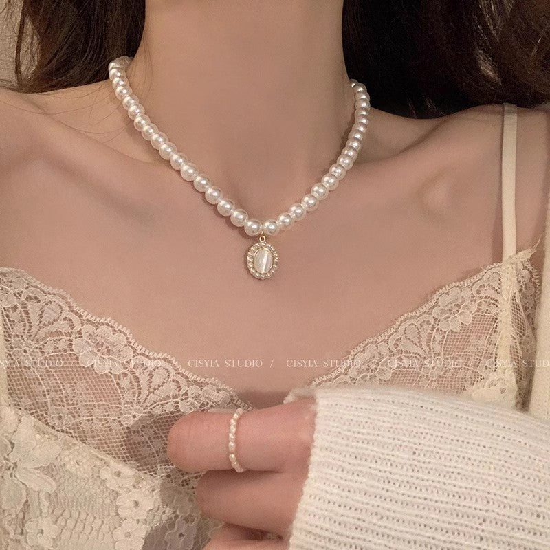 Korean INS style double-layer pearl starry sky necklace for women, sophisticated light luxury necklace, accessory choker collarbone chain