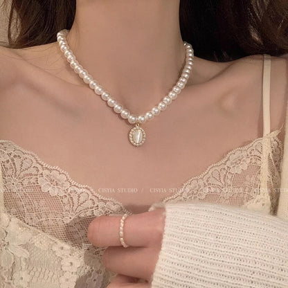 Korean INS style double-layer pearl starry sky necklace for women, sophisticated light luxury necklace, accessory choker collarbone chain