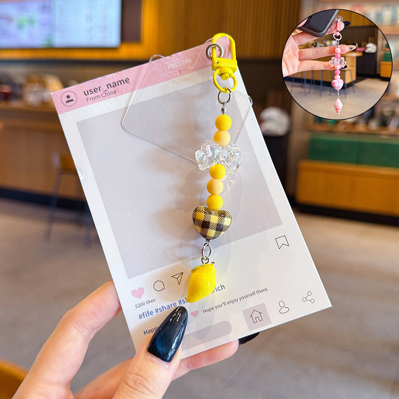 Creative DIY bow beaded mobile phone chain keychain pendant couple miu series bag keychain pendant wholesale