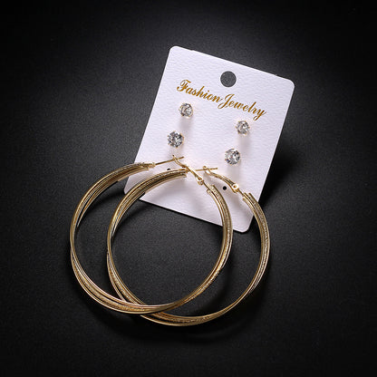 2-4-6-8-10cm oversized earrings exaggerated earrings european and american round rhinestone geometric hoop earrings for women cross-border