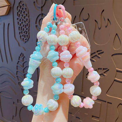 Creative Cartoon Ice Cream Beaded Phone Chain Keychain Pendant Cute Couple Bag Keychain Pendant Gift