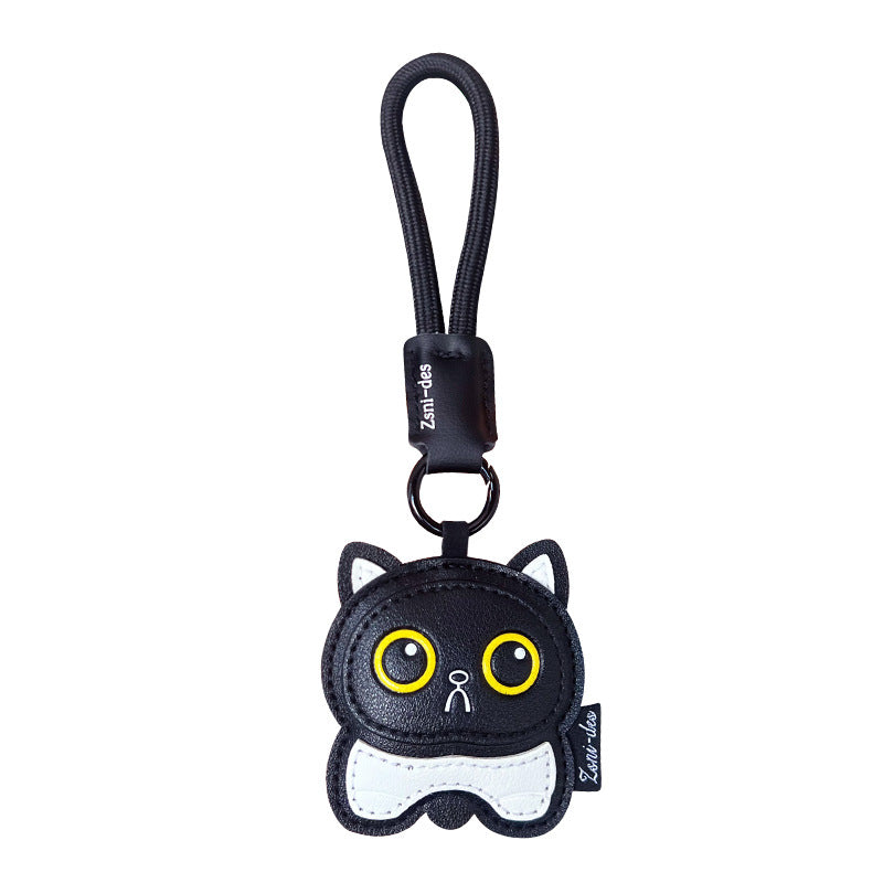 Creative PU Leather Cat Keychain Pendant Cute Couple Car Keychain School Bag Doll Small Pendant Wholesale