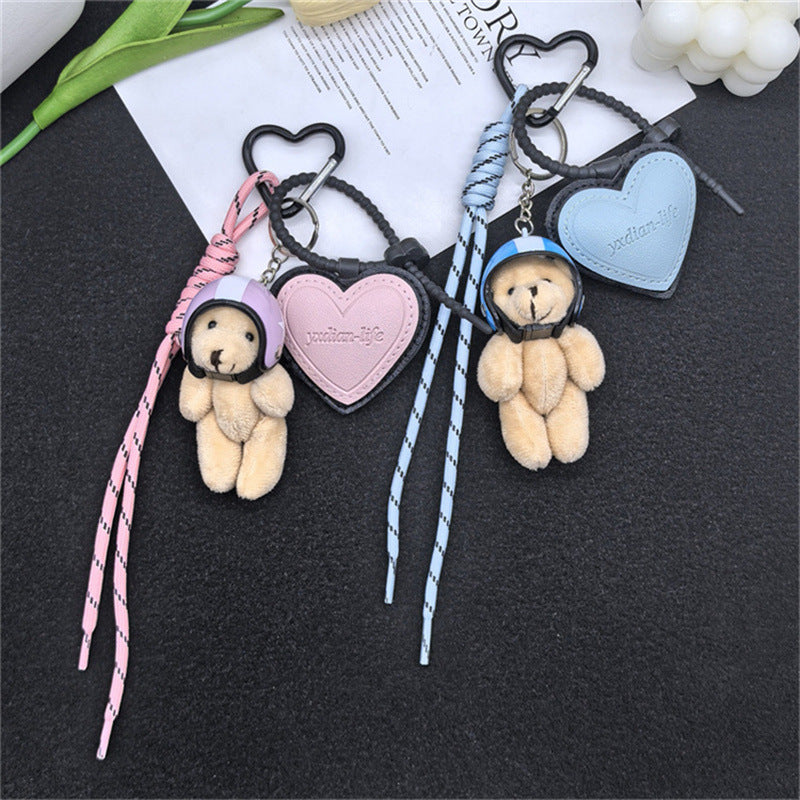 In the spring ins Korea helmet bear pendant suitable for Apple mobile phone pendant bag bag accessories girly heart cute