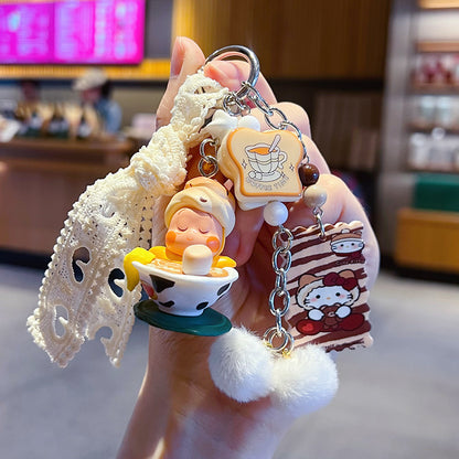 Handmade DIY star man cute grain beaded keychain pendant couple bag doll key chain small pendant