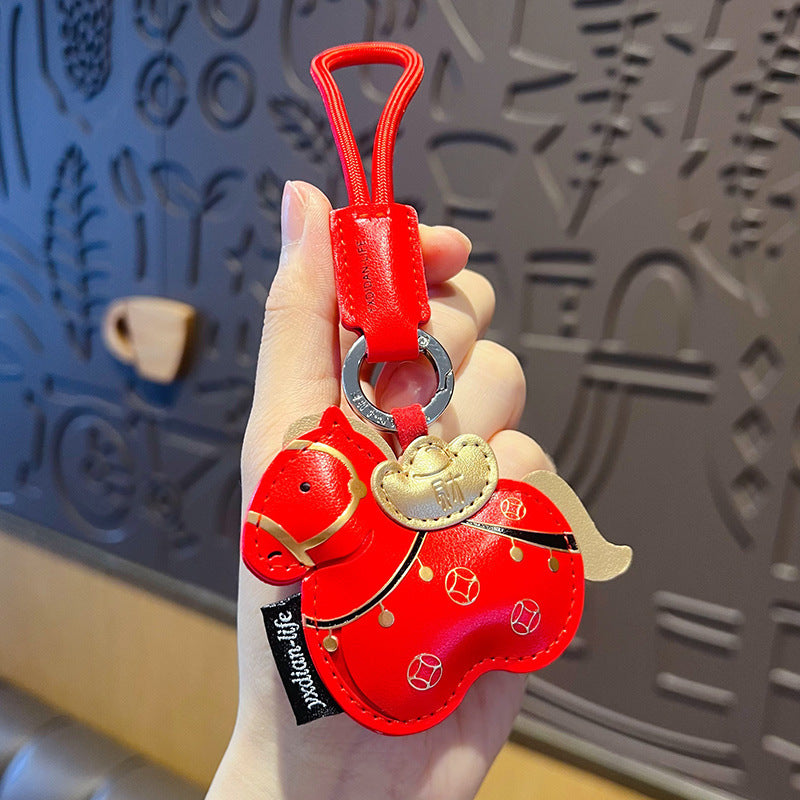 2026 Year of the Horse Money Leather Keychain Pendant Couple Car Keychain Bag Ornament New Year Gift