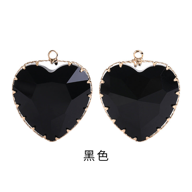 Heart-shaped single pendant gold flower claw glass diamond pendant necklace clothing accessory heart-shaped gold edged peach blossom claw pendant