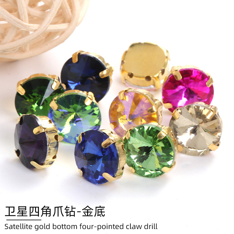 Xichuan new gold background satellite square corner hand sewing drill claw drill DIY clothing collar dress accessories material wholesale