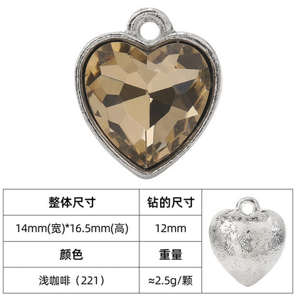 Heart-inlaid 12MM peach heart single crystal pendant bracelet, headpiece, flower tray material, DIY accessory pendant