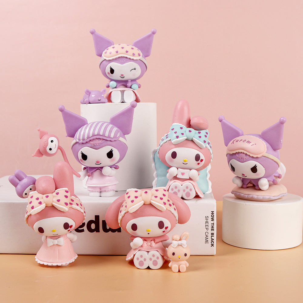 Sweetheart pajama party fen color Melody purple Kuromi figure cartoon blind box gacha car ornament