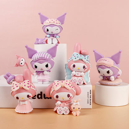 Sweetheart pajama party fen color Melody purple Kuromi figure cartoon blind box gacha car ornament