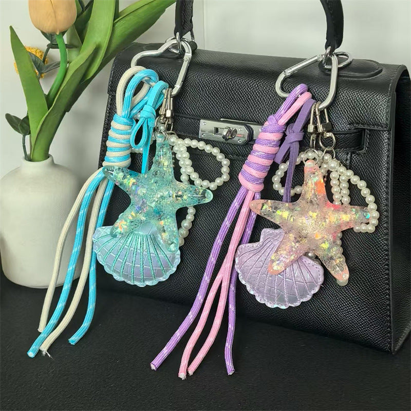 Starfish braided hair phone thread scrunchie pearl straight braid artifact female ponytail bubble braid hair rope versatile hair accessories