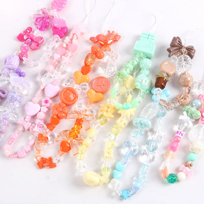 Cute Bow & Flower Acrylic Beads - DIY Mobile Phone Chain Necklace Lanyard Accessories