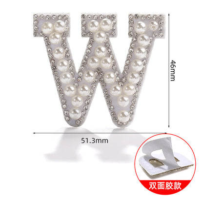 26 English letter patches, pearl adhesive backing tape, DIY double-sided decorative decoration, peel-off self-adhesive patch stickers