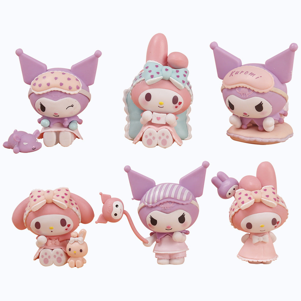 Sweetheart pajama party fen color Melody purple Kuromi figure cartoon blind box gacha car ornament
