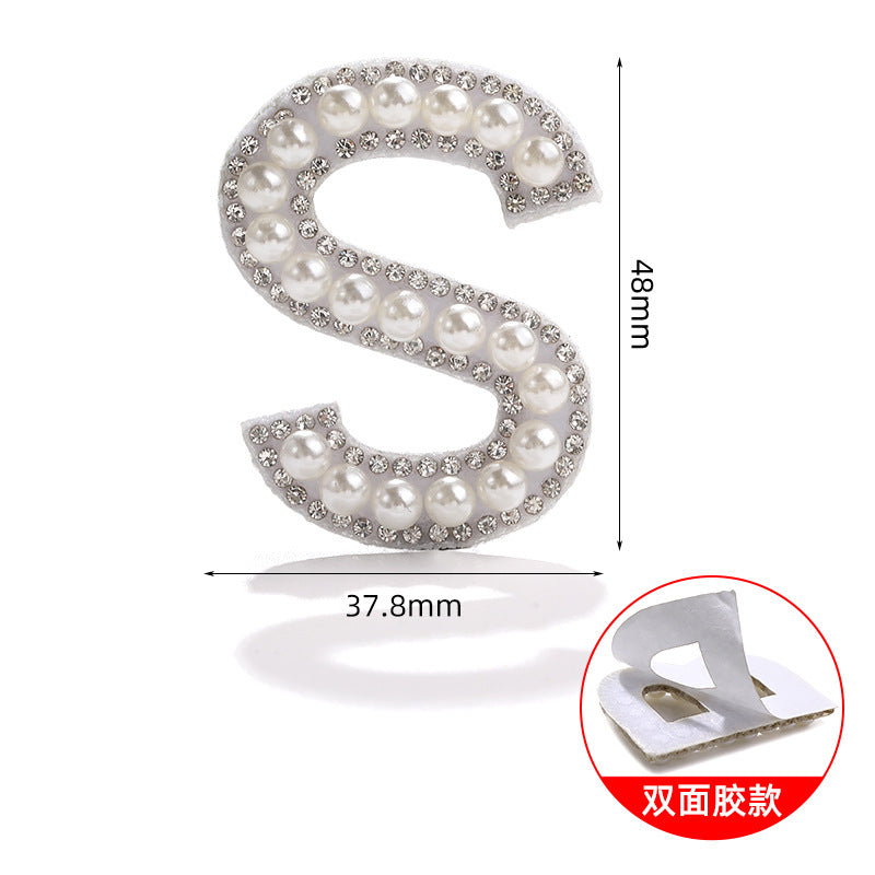 26 English letter patches, pearl adhesive backing tape, DIY double-sided decorative decoration, peel-off self-adhesive patch stickers