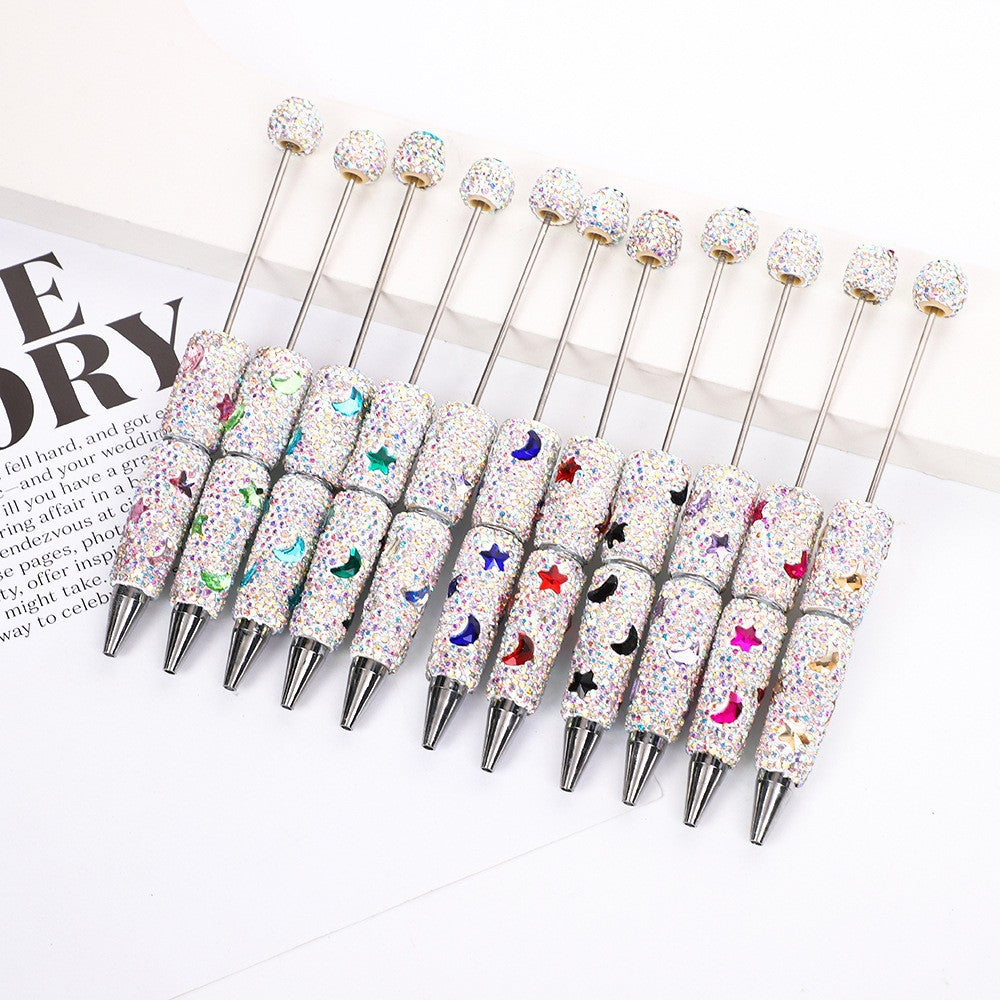 Star Moon Full Diamond Ballpoint Pen Creative DIY Beadable Handmade Diamond Ballpoint Pen Manufacturer Gift Pen Wholesale