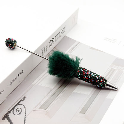 AB diamond ballpoint pen diy multi-color heavy work full diamond pen plush hairball beaded ballpoint pen spot wholesale