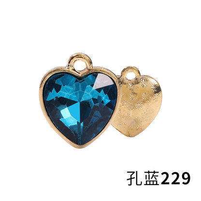 Xichuan zinc alloy peach heart crystal gold base single hanging heart-shaped glass diamond DIY jewelry earrings with diamonds pendant batch