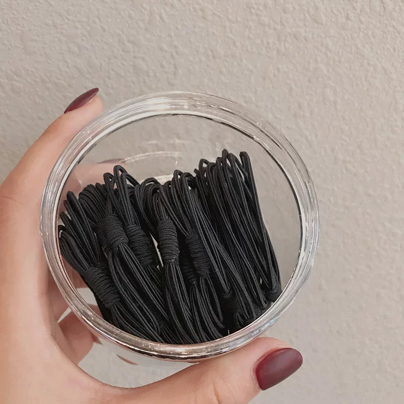 Black rubber band hair tie for women, high elasticity and durable rubber band hair tie, headpiece for high ponytail, small rubber band that won't damage hair