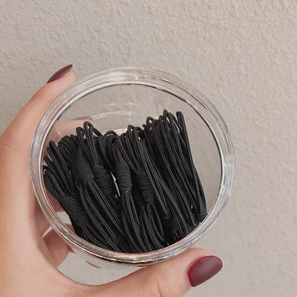 Black rubber band hair tie for women, high elasticity and durable rubber band hair tie, headpiece for high ponytail, small rubber band that won't damage hair